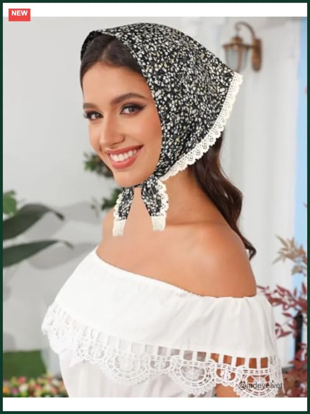 Set of 3 Tie-Back Triangle Head Scarves for Women with Floral Pattern, Soft